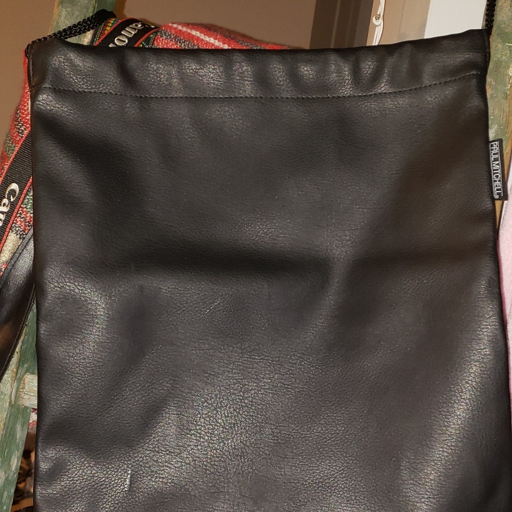 Fake leather draw string bag